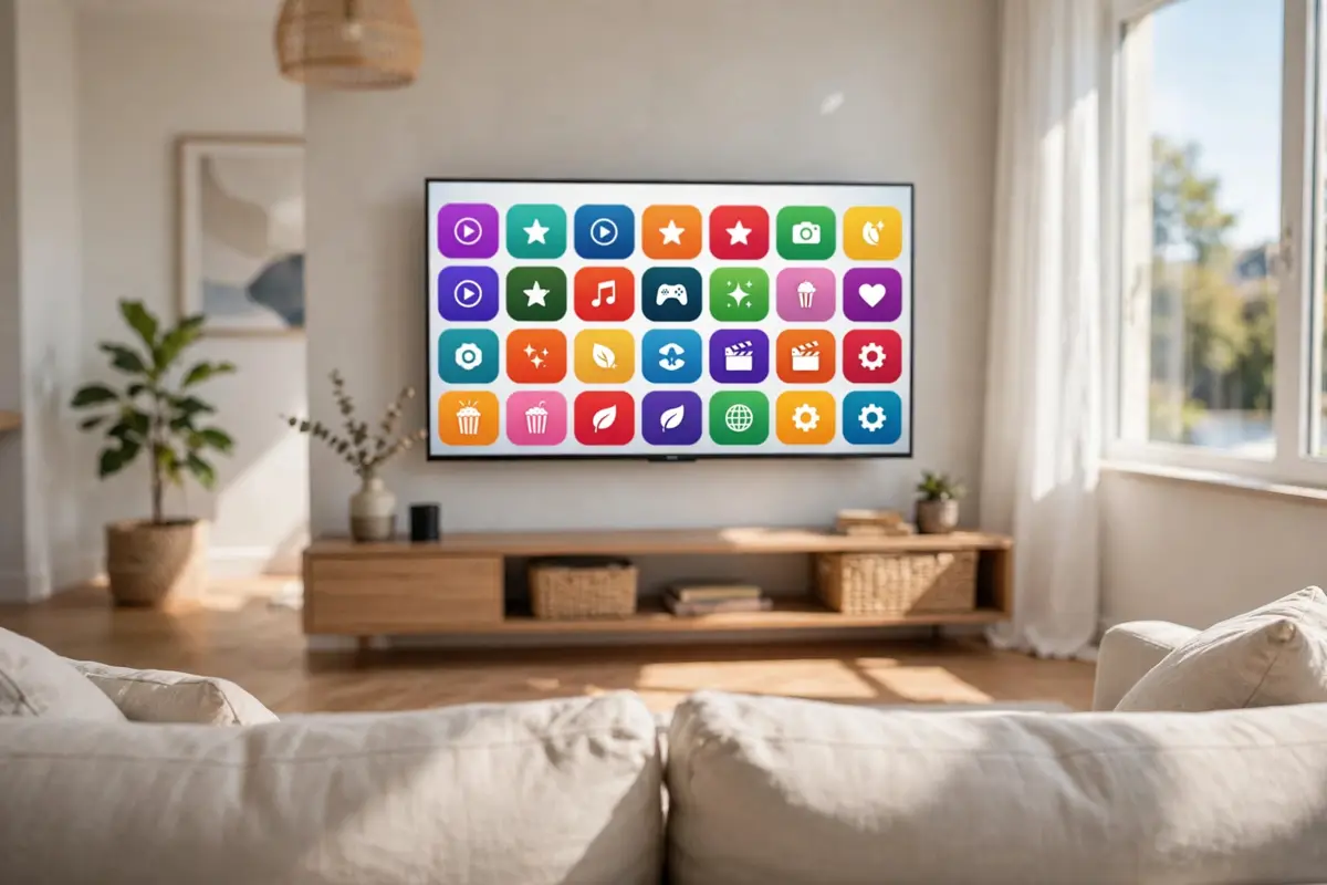 Android TV home screen with streaming apps